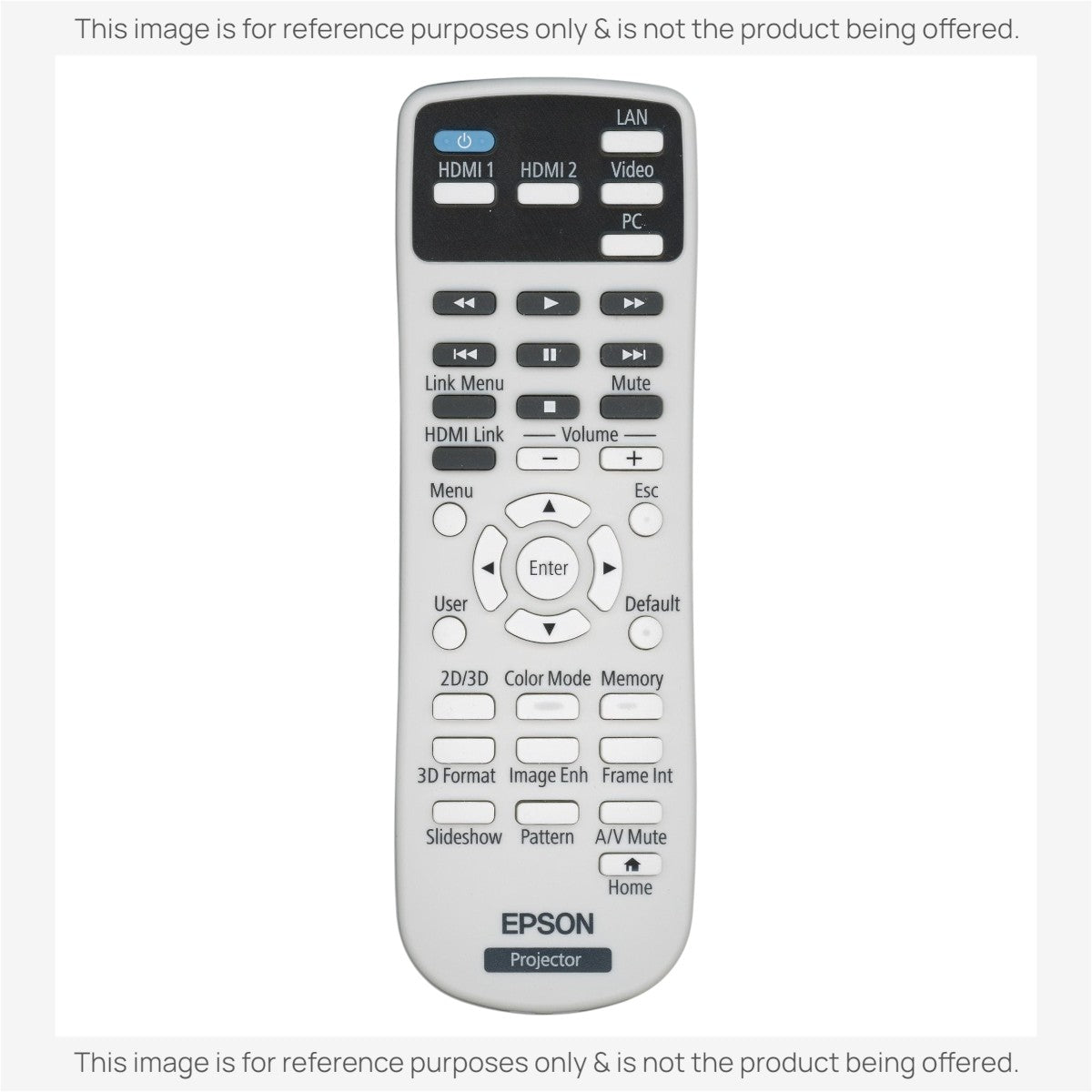 Anderic RR3720 replacement remote control for Epson projectors with white casing and black button labels.