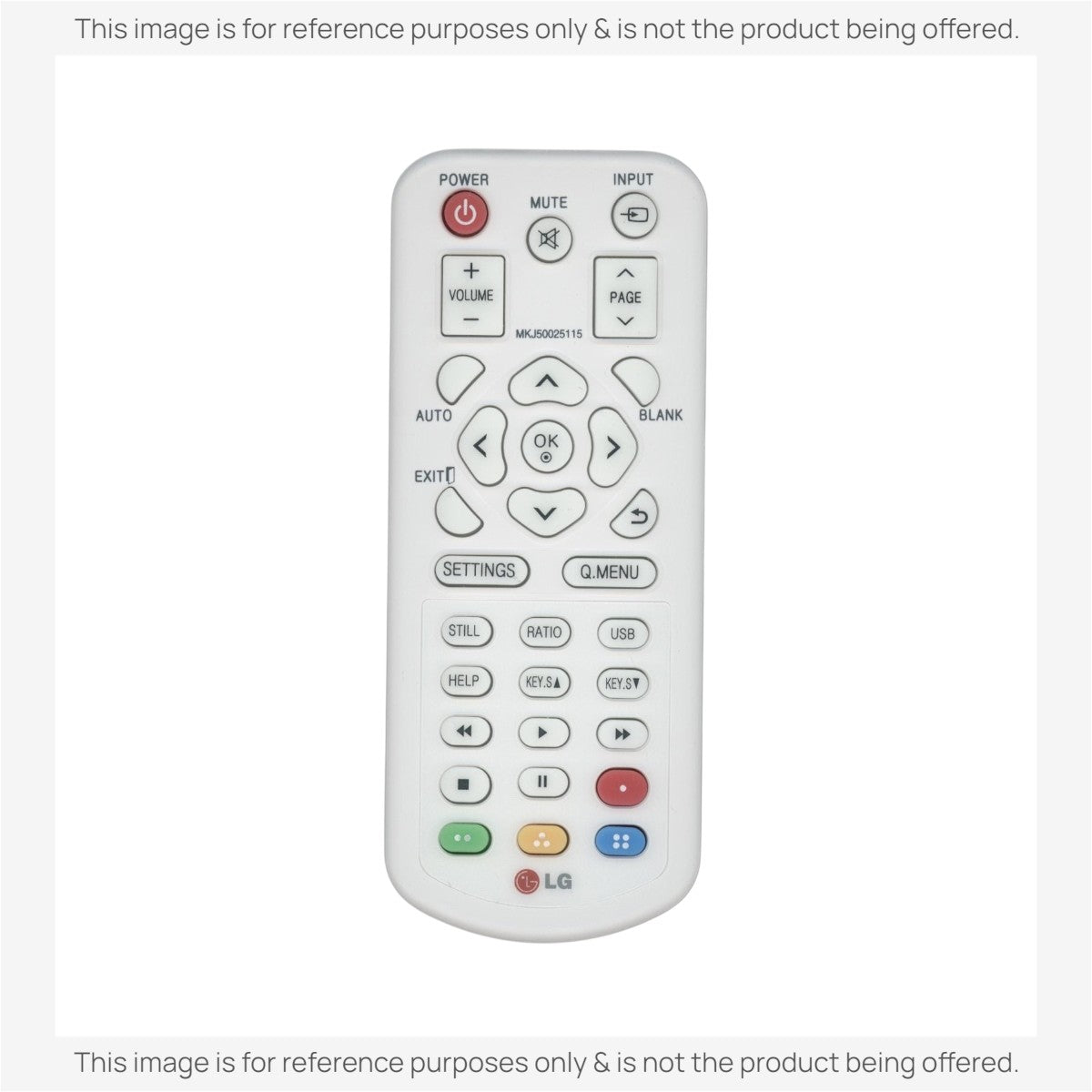 Anderic RR3720 white universal projector remote control replacement for LG MKJ50025115 with clearly labeled buttons.