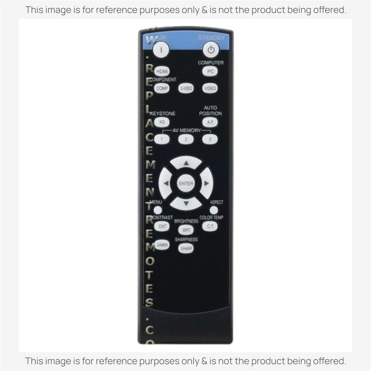Anderic RR3720 universal projector remote control for Mitsubishi HC1600REM with black casing and white labeled buttons.