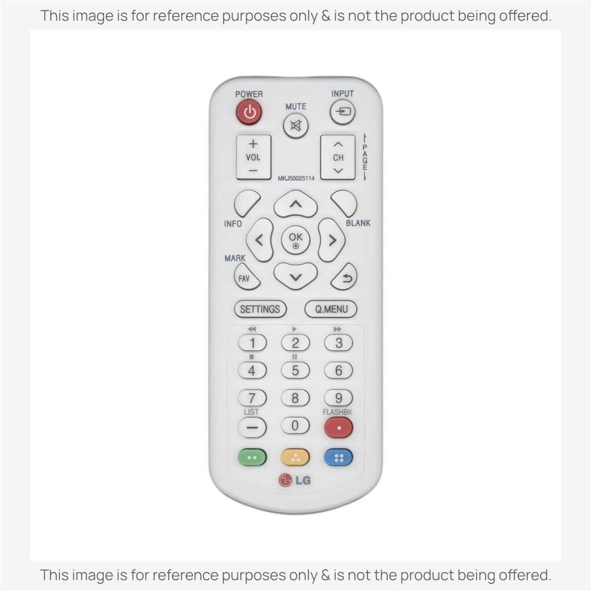 Anderic RR3720 white universal projector remote control replacement for LG MKJ50025114 with numeric and function keys.