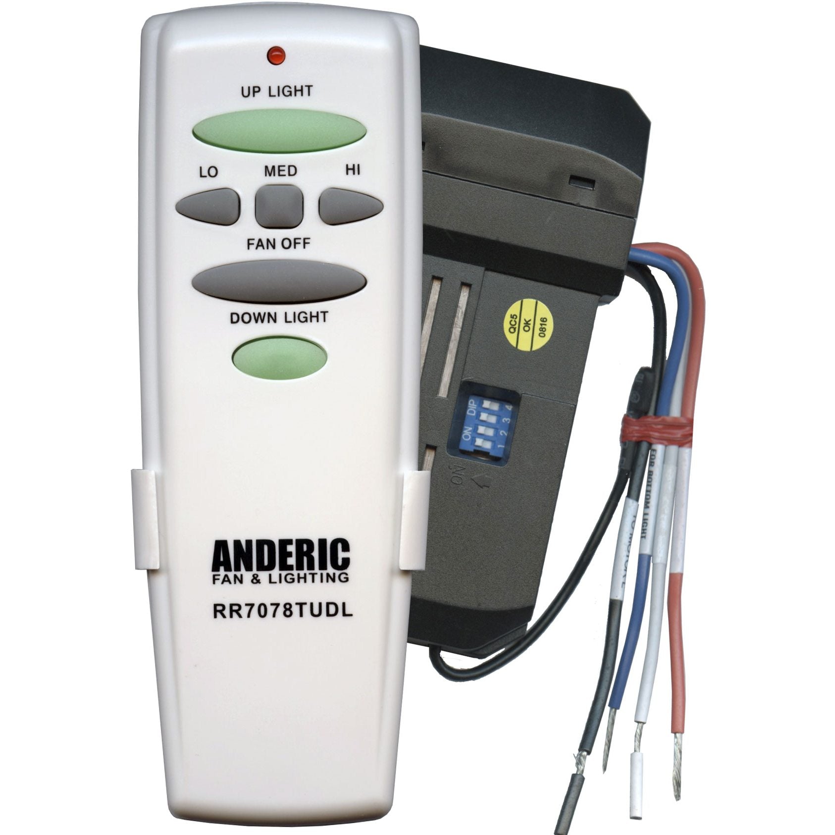 Anderic RR7078TUDL with Up/Down Light Universal 3 Speed with Receiver Ceiling Fan Remote Control Kit