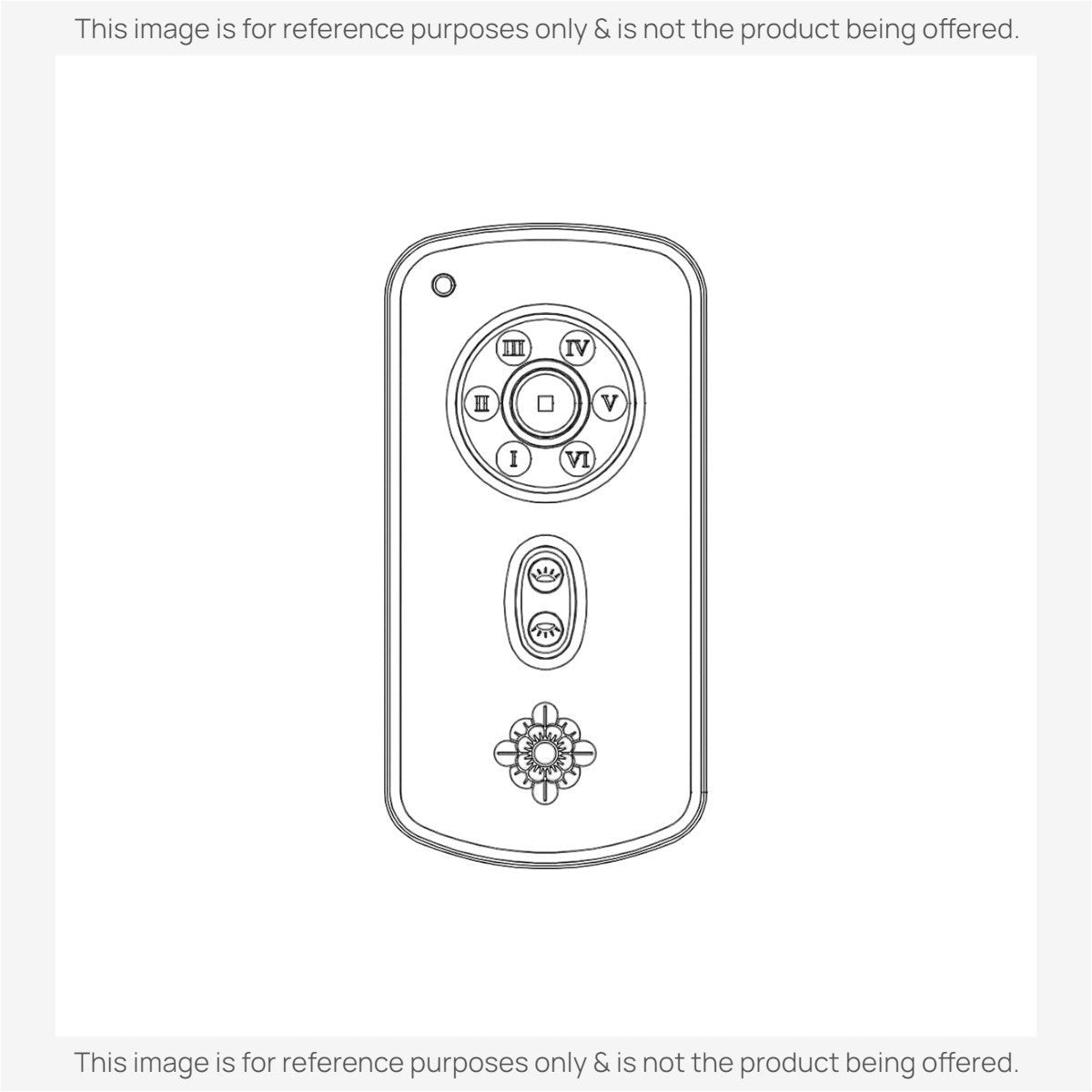 Anderic RR787T ceiling fan remote control line drawing for Monte Carlo fan systems with speed and light buttons