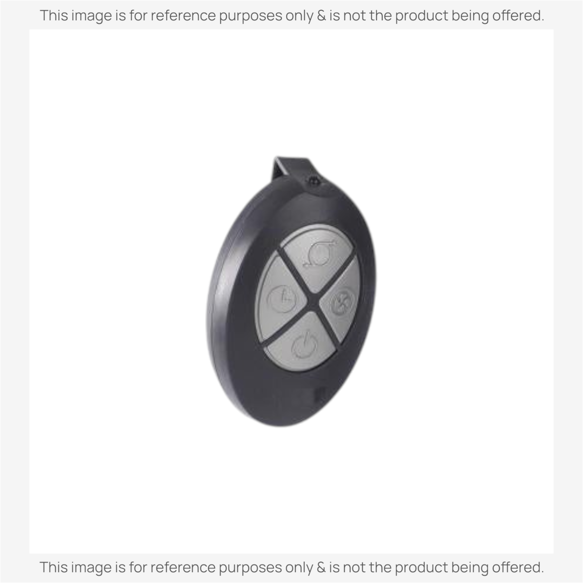 Anderic RRFAN100A black oval remote control for Lasko tower fans with four silver function buttons