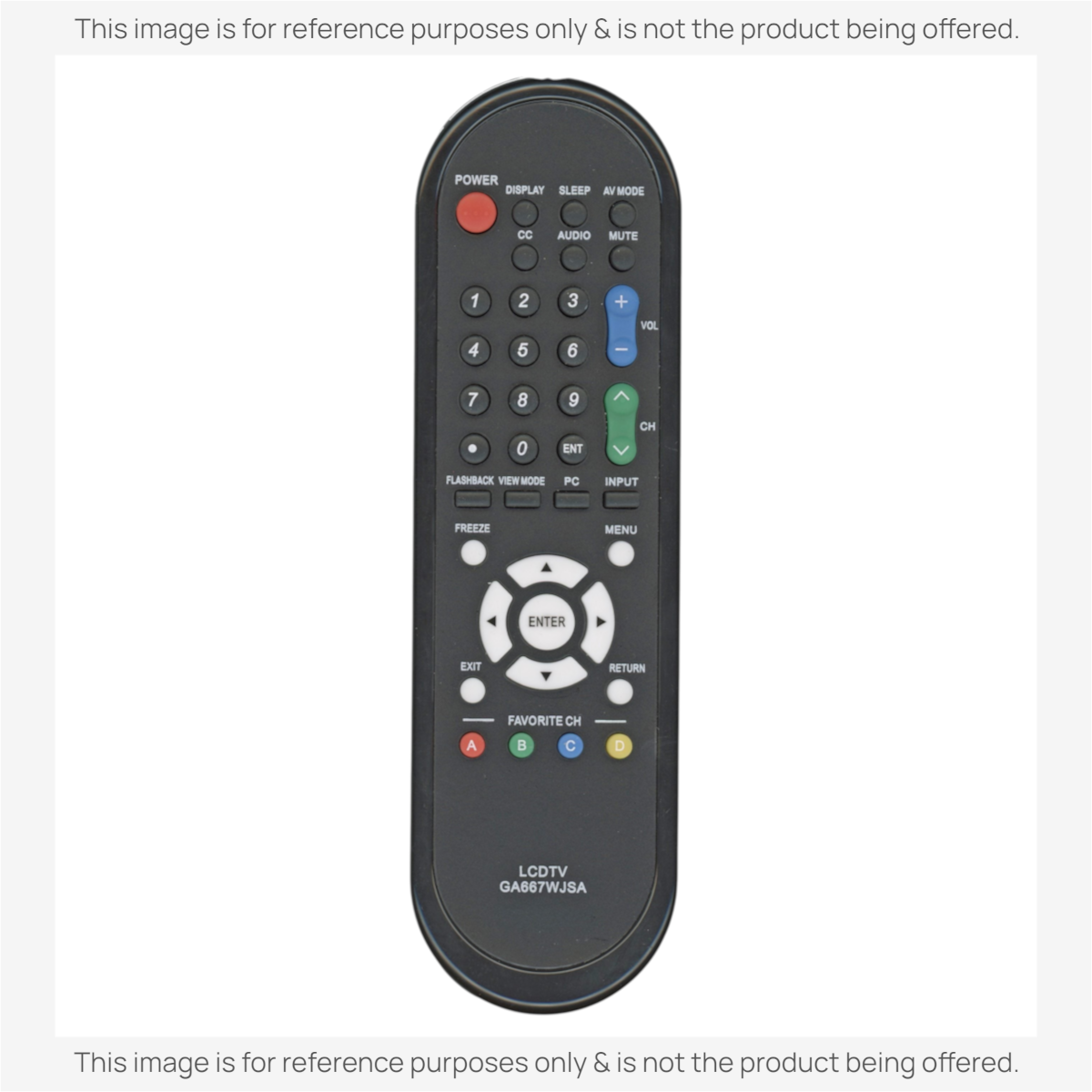 Anderic RRGB118WJSA black infrared TV remote control with a standard button layout for easy navigation.