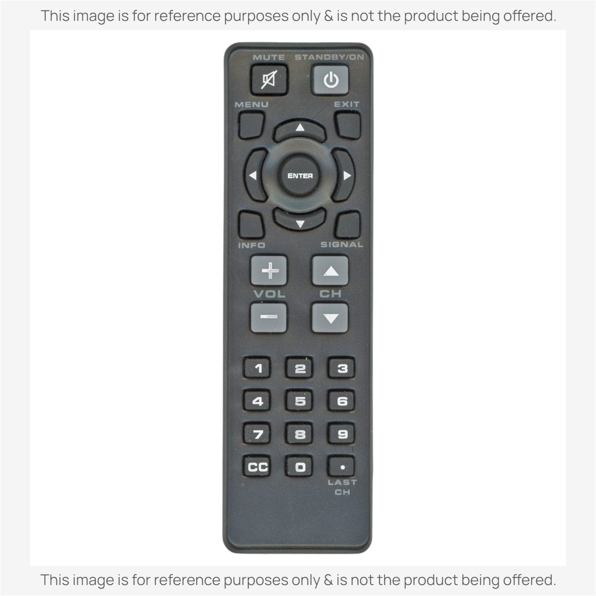 Anderic RRH100 black replacement remote control for RCA digital TV tuner converter boxes with standard button layout.