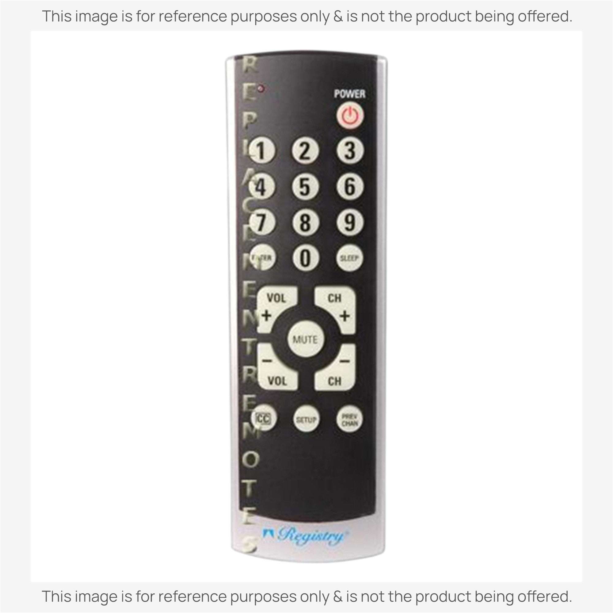 Anderic RRH100 universal remote control for single-device operation with black keypad and silver trim