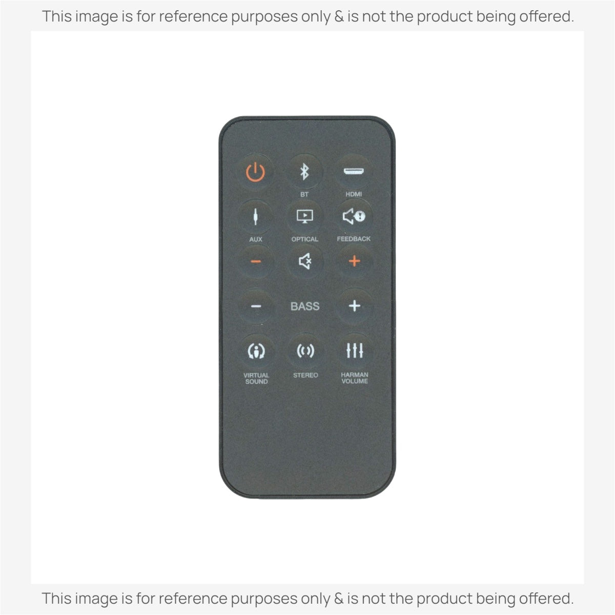 Anderic RRSB400 black replacement remote control for JBL SB350 sound bar with clearly labeled function buttons