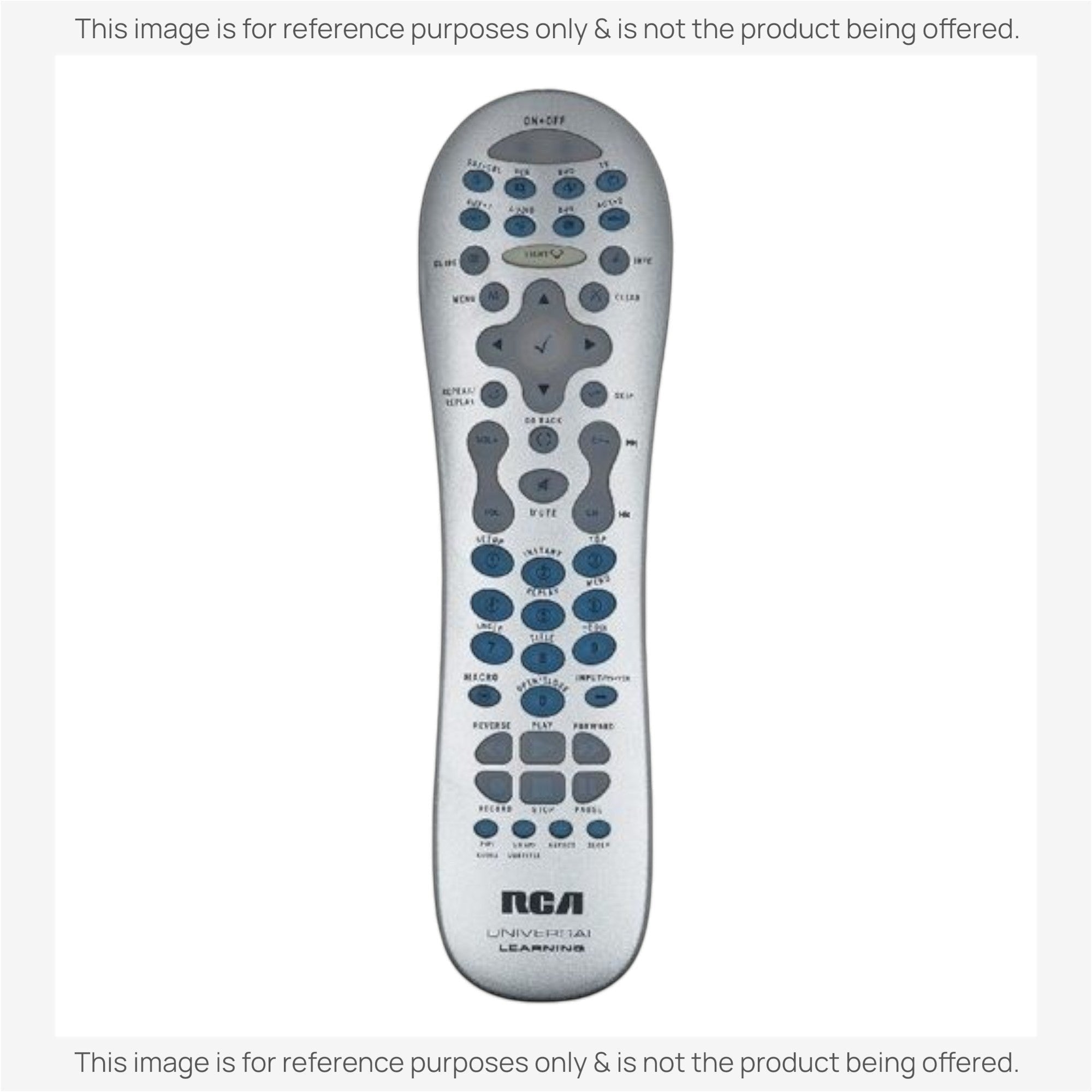 Anderic RRU401 universal remote control in silver with a backlit keypad and dedicated streaming buttons.