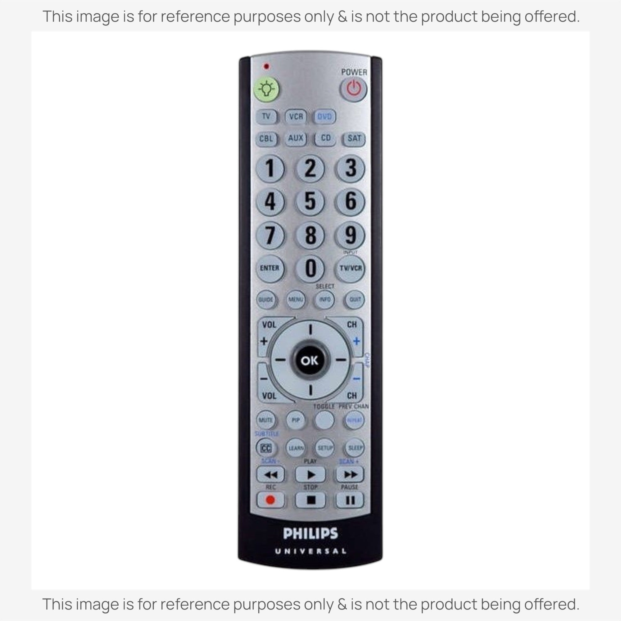 Anderic RRU401 universal remote control with backlit keypad, numeric buttons, and dedicated streaming device keys.