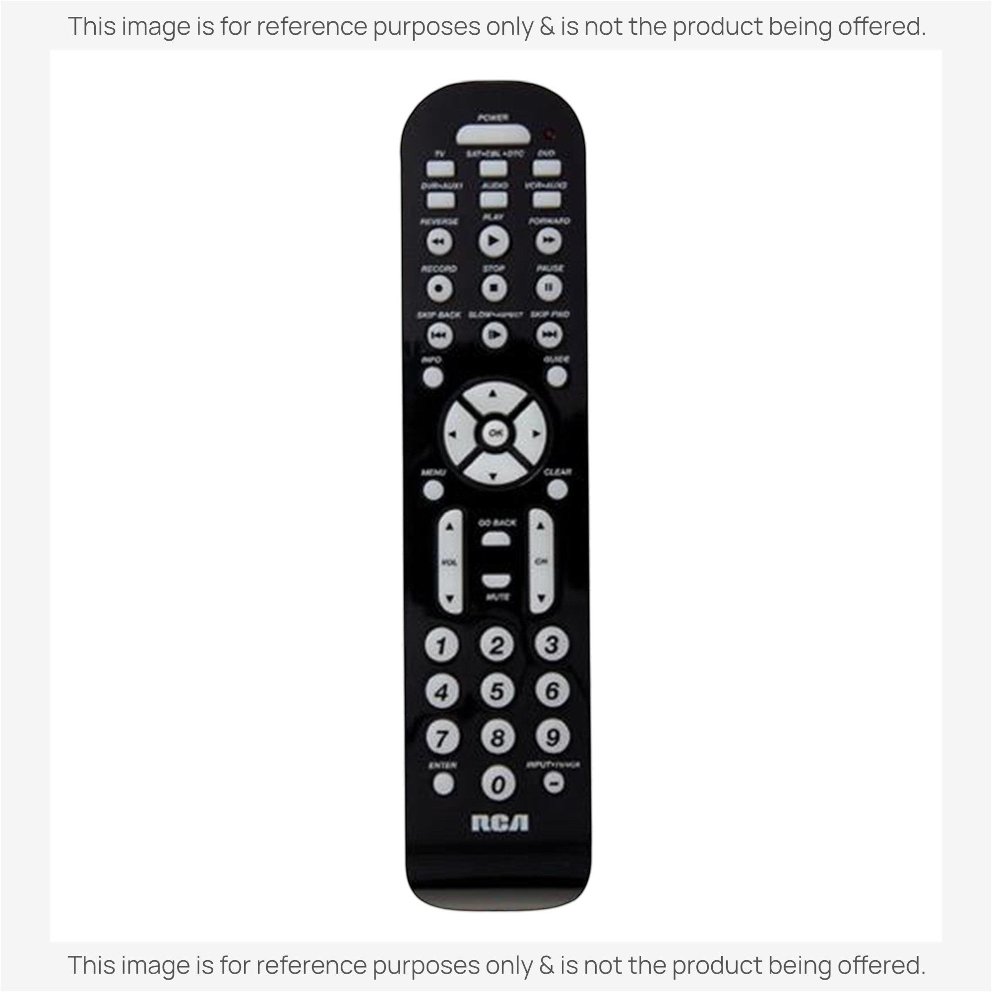 Anderic RRU401 universal remote control with black casing and white backlit buttons for home entertainment systems.