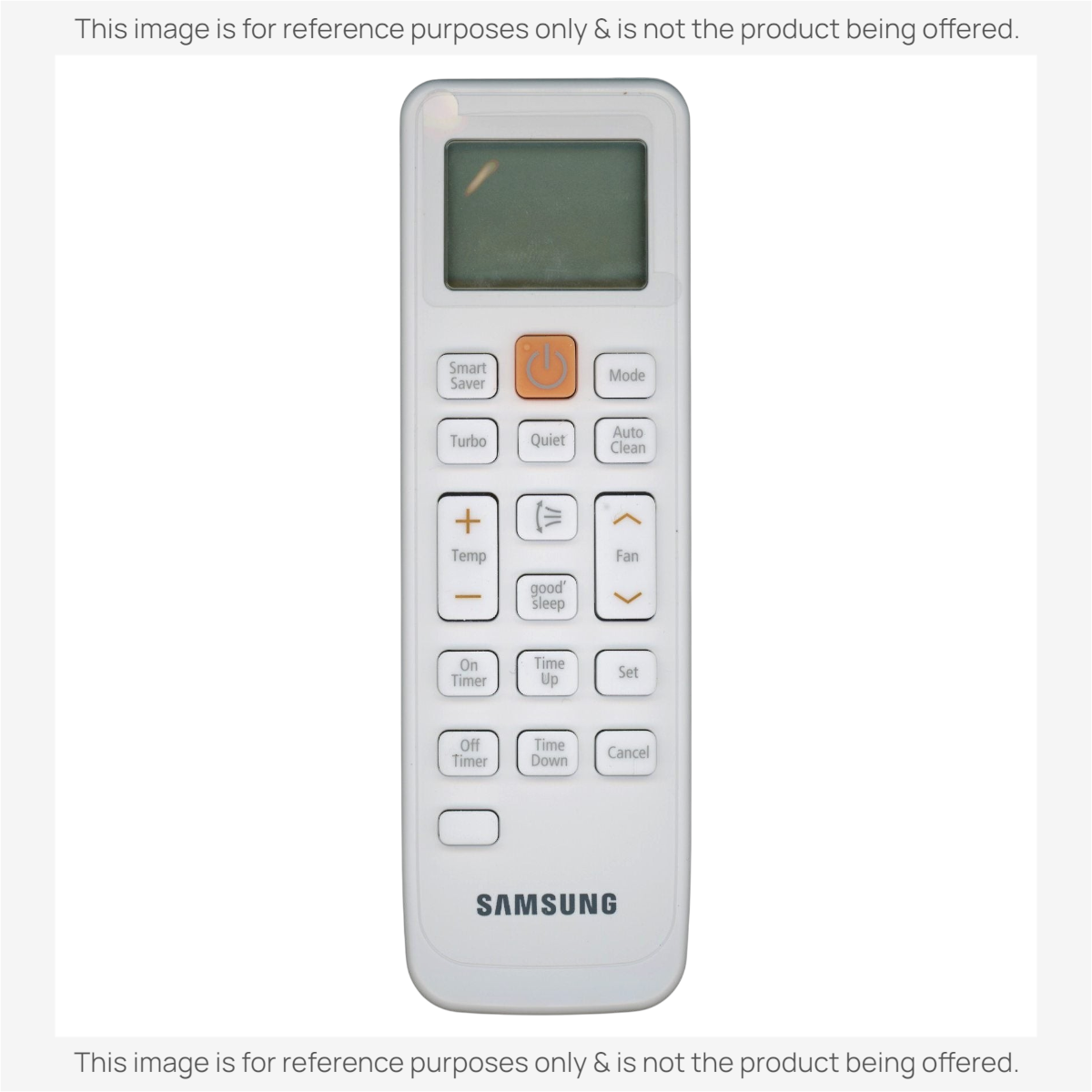 Anderic KTN828 universal air conditioner remote control for Samsung units with LCD display and white plastic casing.
