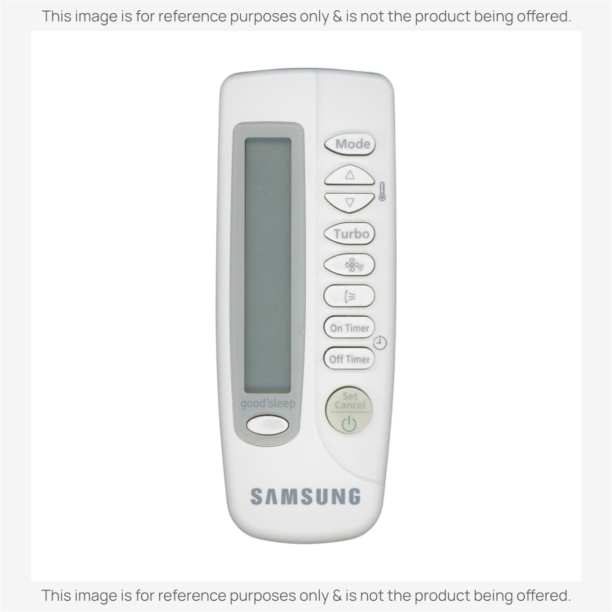 Anderic white replacement remote control for Samsung air conditioners featuring a backlit LCD screen and buttons