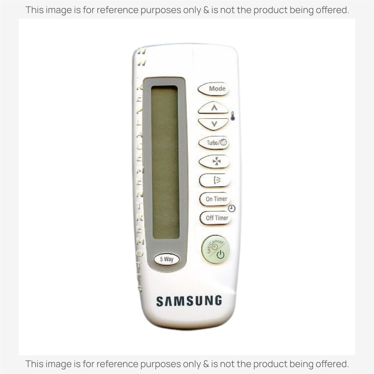 Anderic white universal air conditioner remote control with backlit LCD display and Samsung branding.