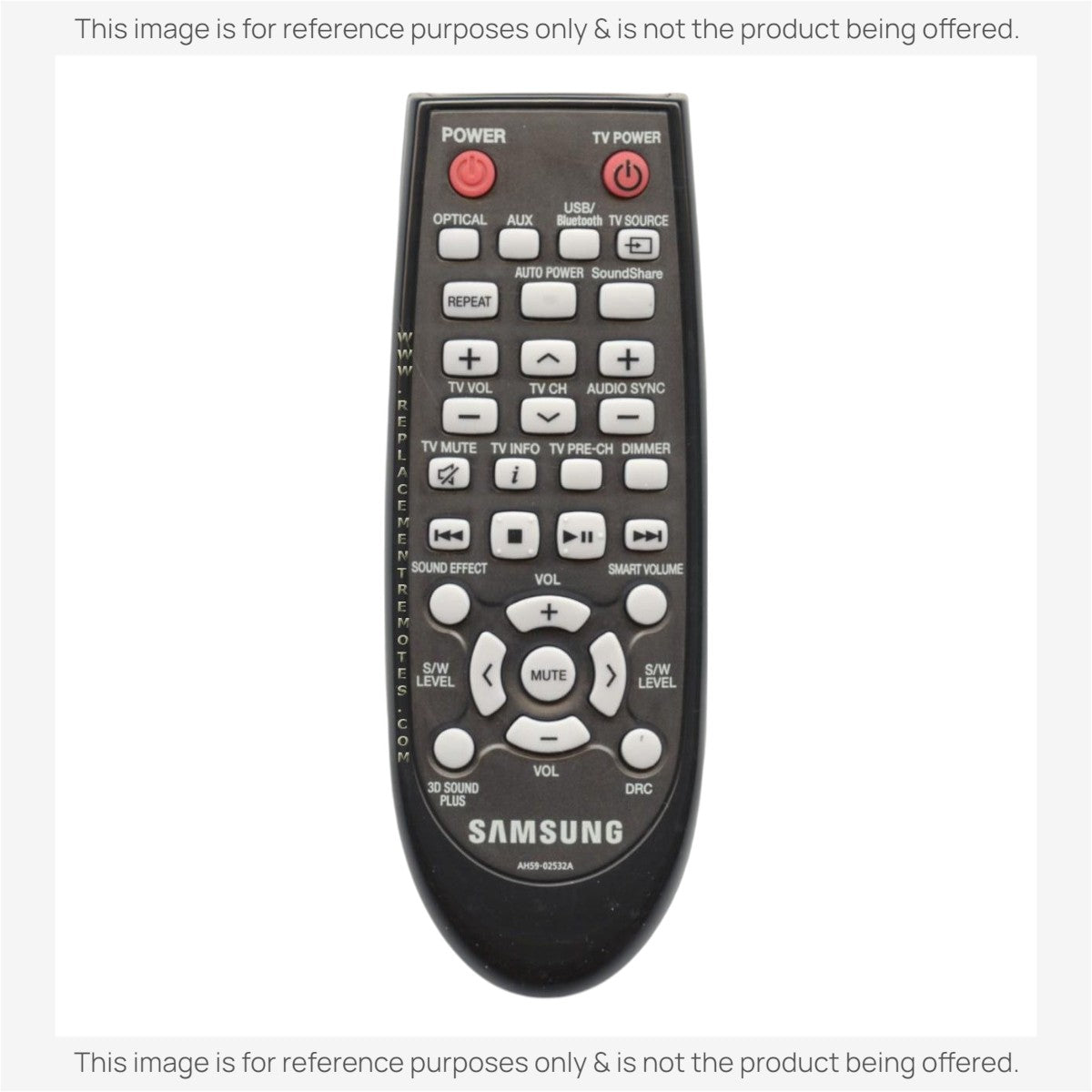 Anderic black replacement remote control for Samsung home theater systems with dedicated audio and playback buttons.
