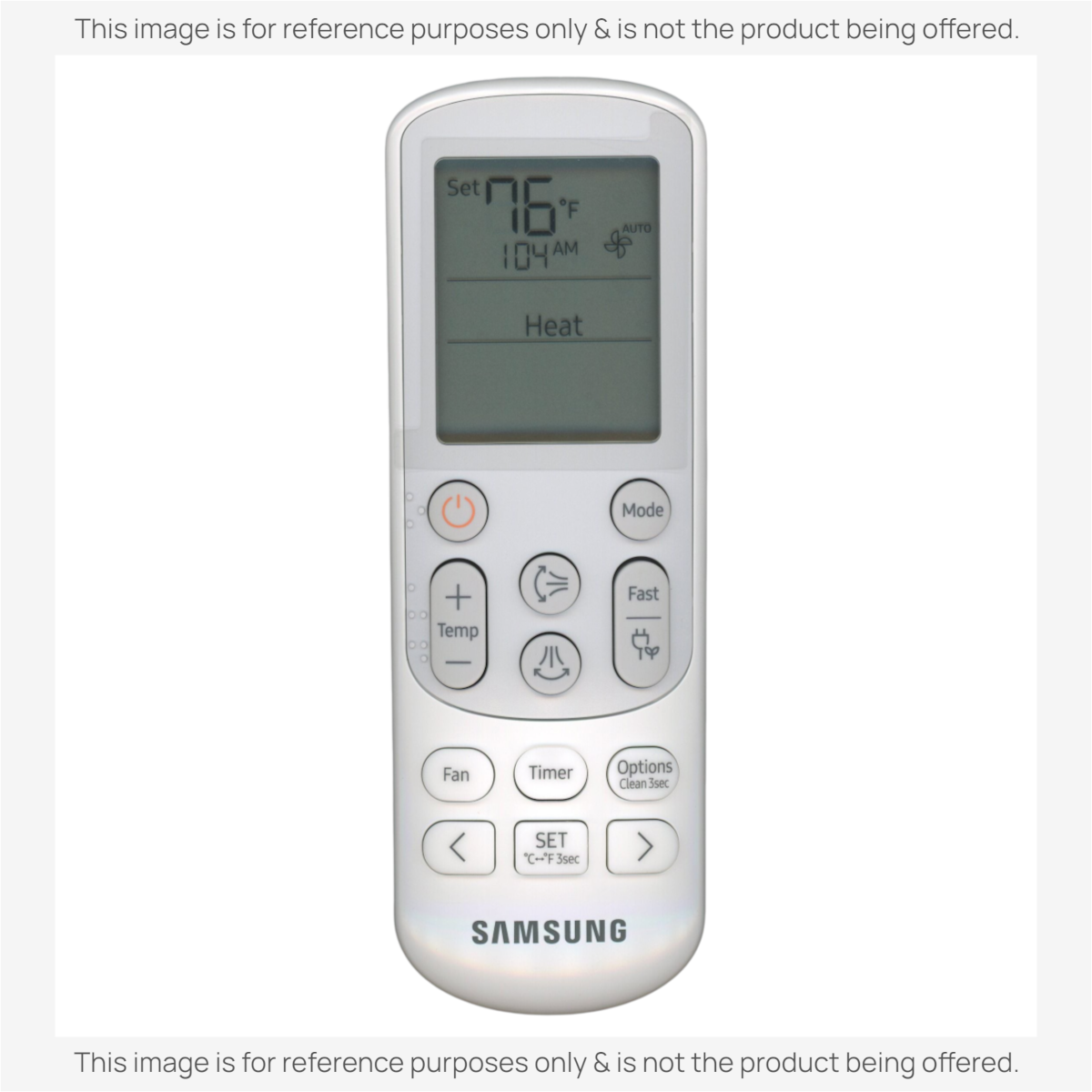 Anderic replacement remote control for Samsung mini split air conditioners with a backlit LCD screen and white finish.