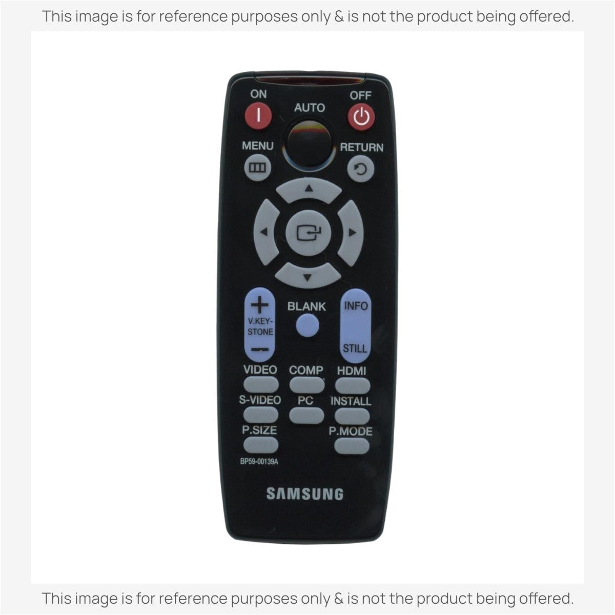 Anderic replacement projector remote control for Samsung BP59-00139A with black casing and grey function buttons