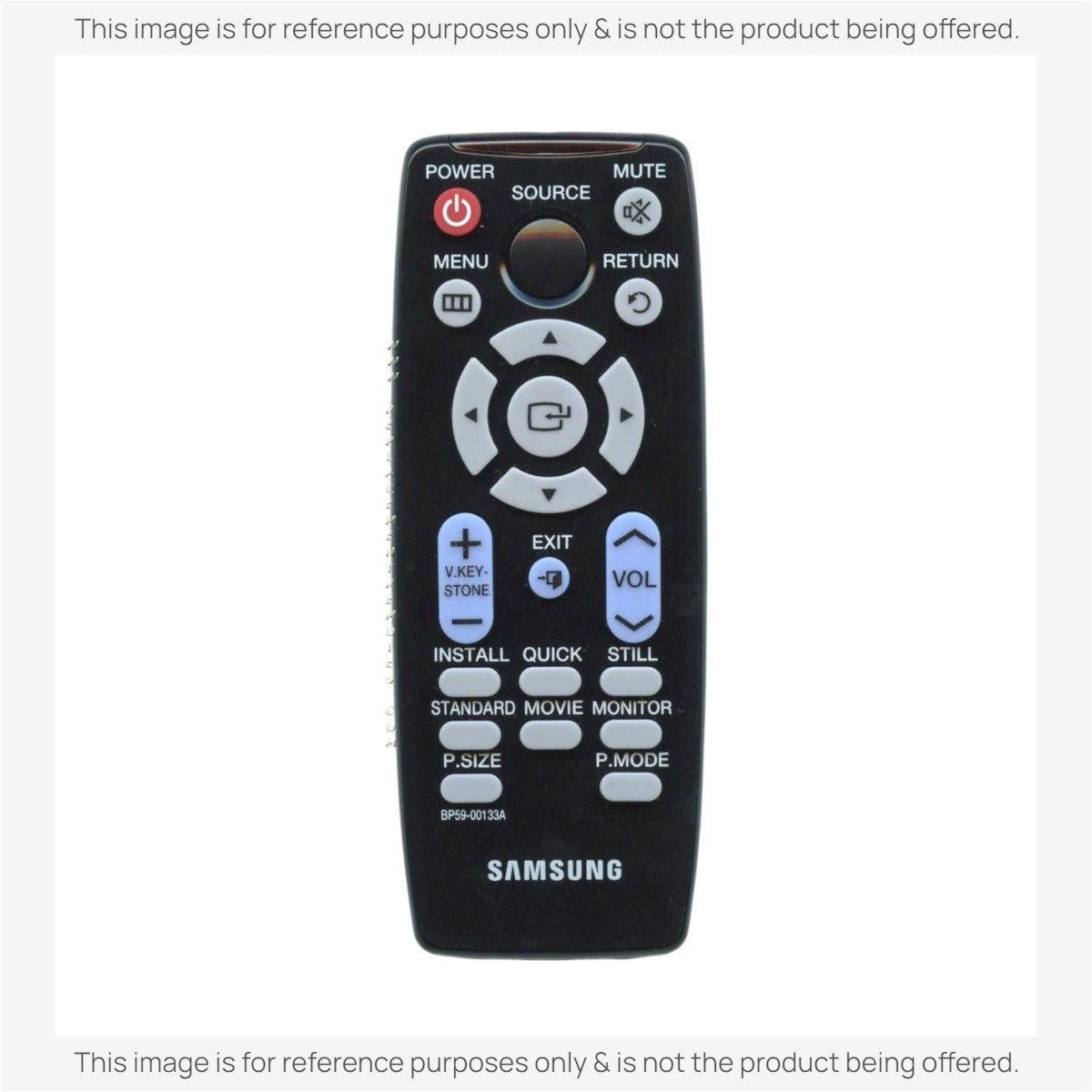 Anderic replacement black projector remote control for Samsung BP59-00133A with clearly labeled function buttons.