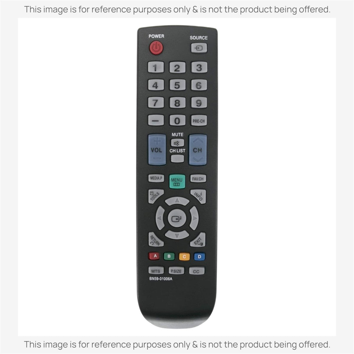 Anderic replacement remote control for Samsung BN59-01006A TVs featuring a black design with standard function buttons.