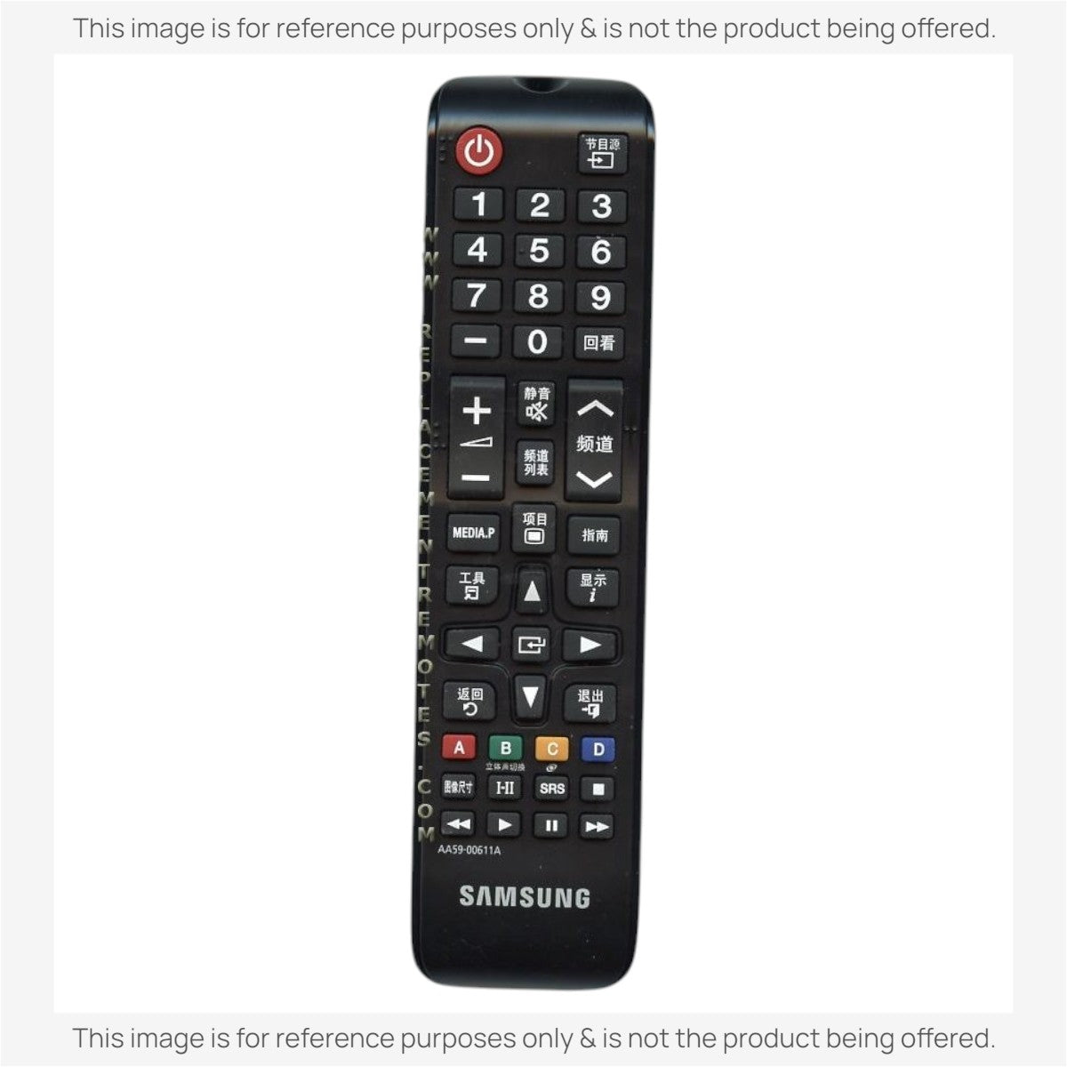 Anderic replacement remote control for Samsung AA59-00611A TVs with black plastic casing and standard button layout