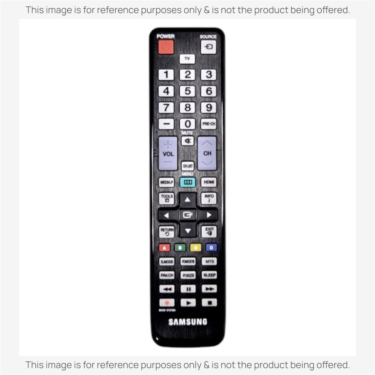 Anderic replacement black TV remote control for Samsung models with standard numeric and function buttons