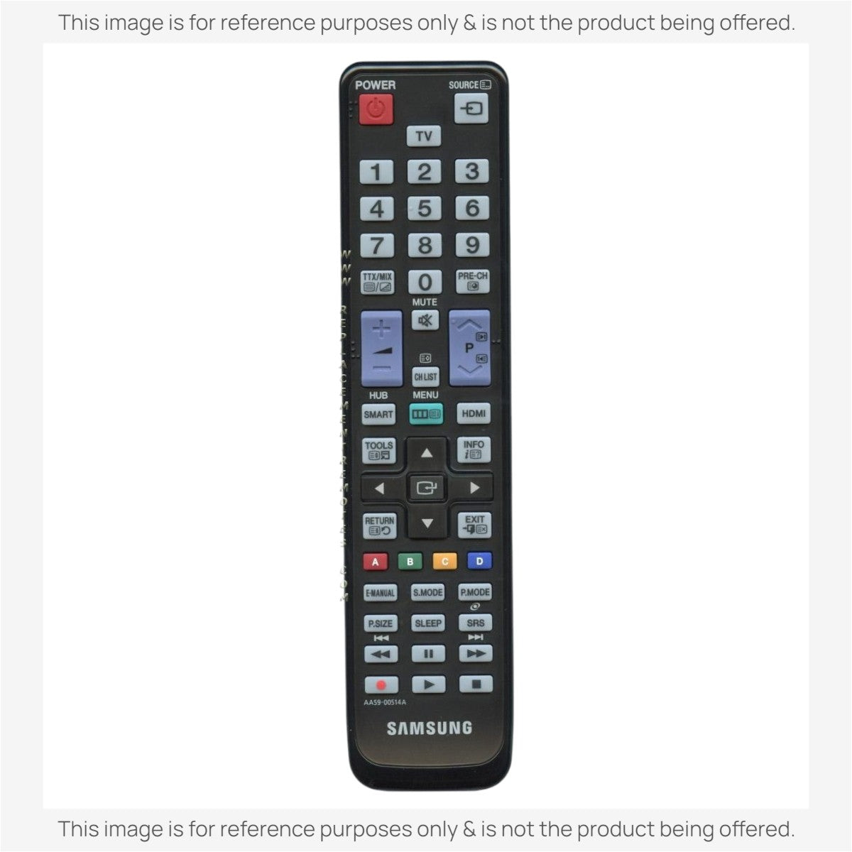 Anderic replacement black TV remote control for Samsung AA59-00514A with standard numeric keypad and function buttons