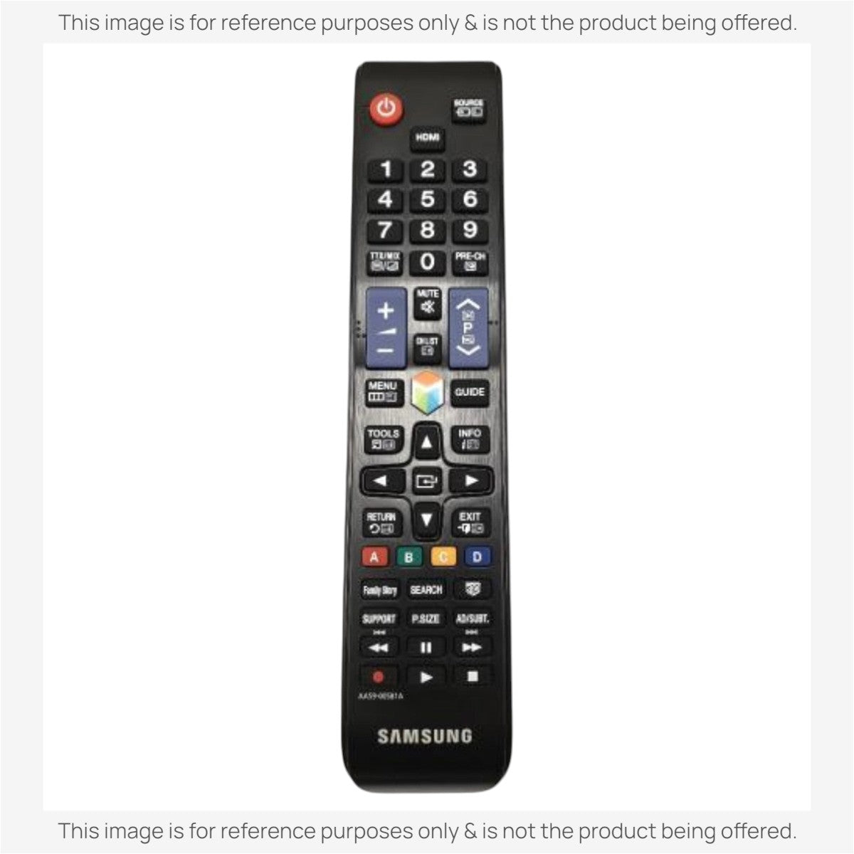 Anderic replacement remote for Samsung TVs, black infrared controller with standard navigation and media buttons.