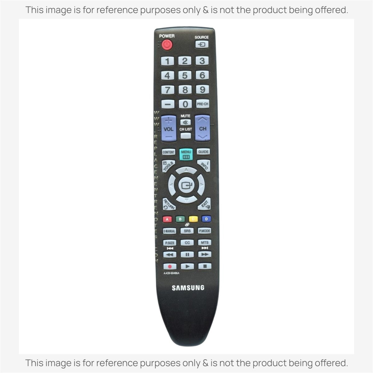 Anderic replacement black TV remote control for Samsung models with standard button layout and infrared functionality.