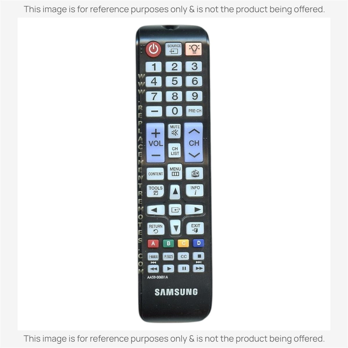 Anderic replacement remote control for Samsung TVs featuring a black plastic body and standard button layout.