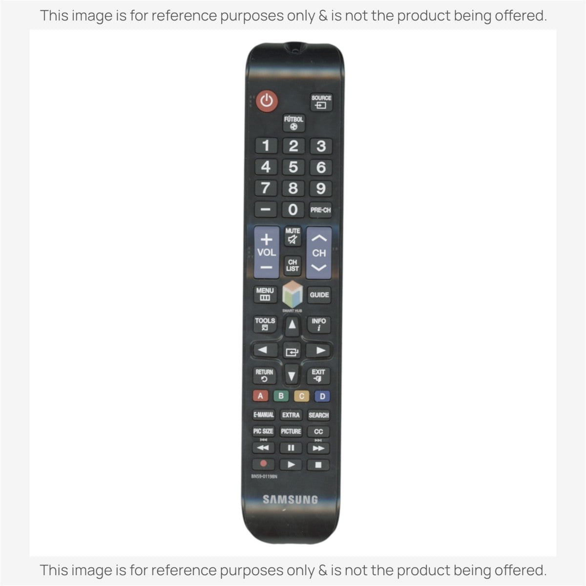 Anderic replacement remote control for Samsung TVs featuring a standard black button layout and infrared functionality.