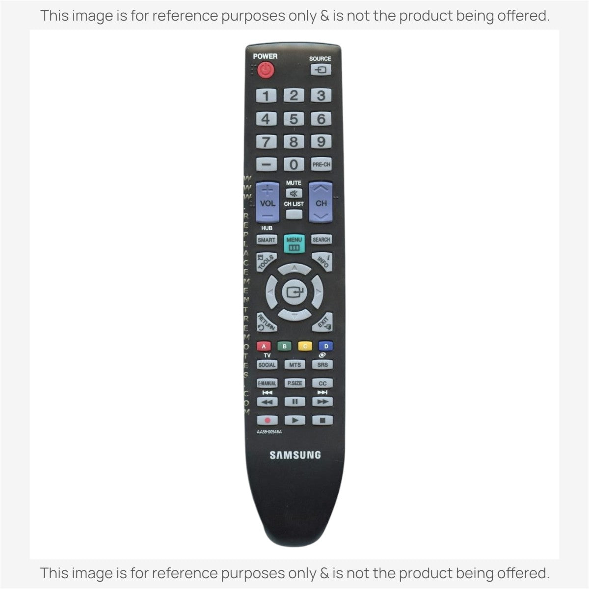 Anderic replacement TV remote for Samsung AA59-00548A, black infrared controller with standard button layout.