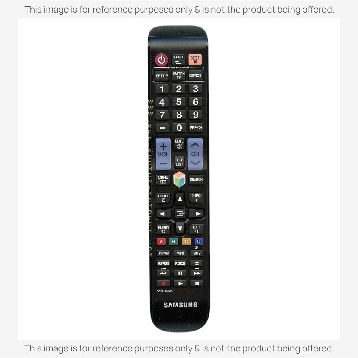 Anderic replacement black TV remote control for Samsung models featuring a standard button layout and infrared sensor.