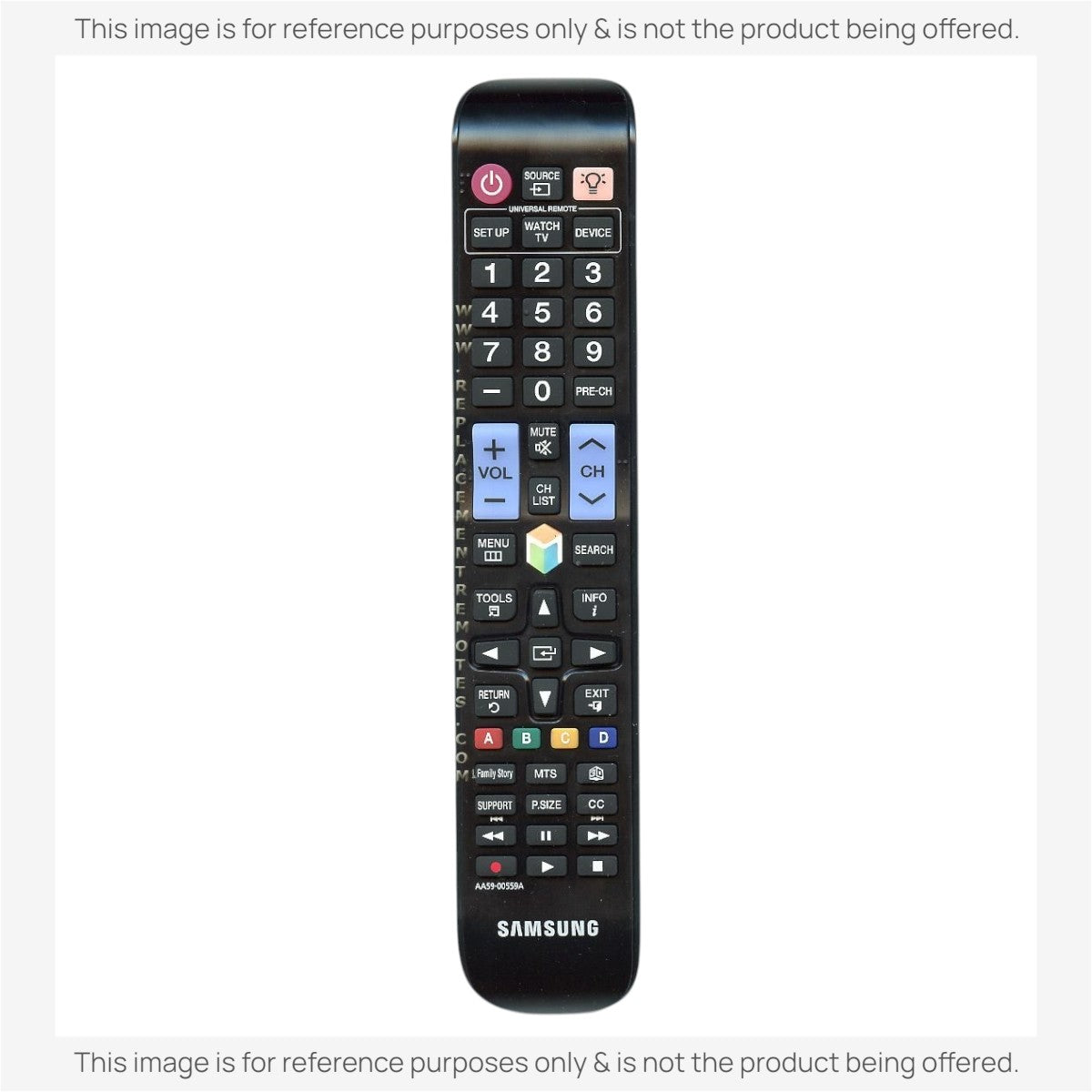 Anderic replacement remote control for Samsung TVs featuring a black design with standard navigation and media buttons.