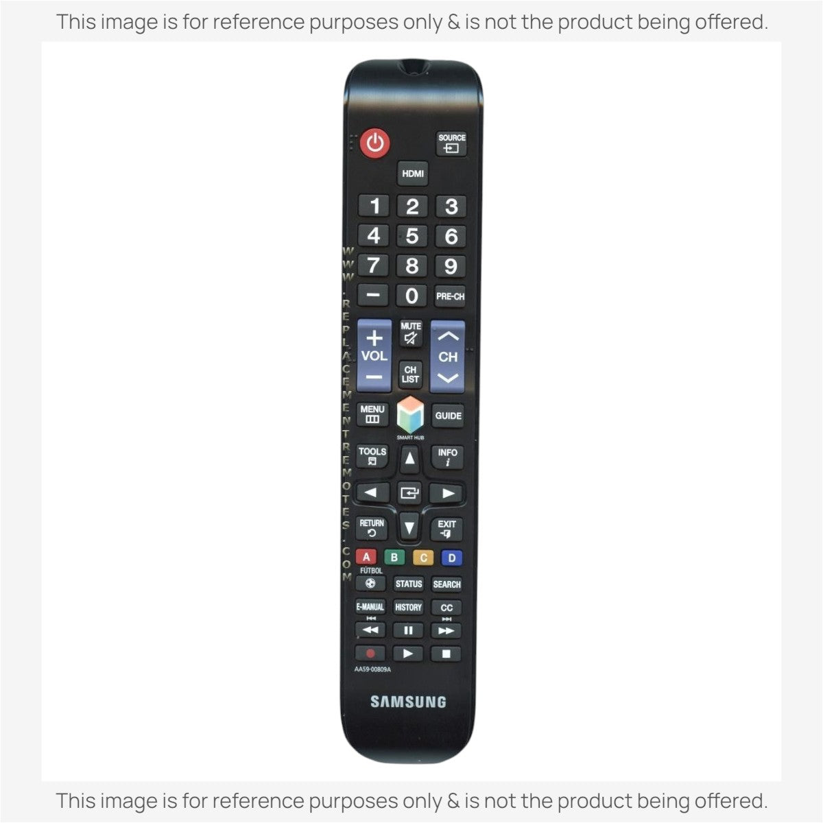 Anderic RR580A replacement remote control for Samsung TVs with black casing and standard button layout