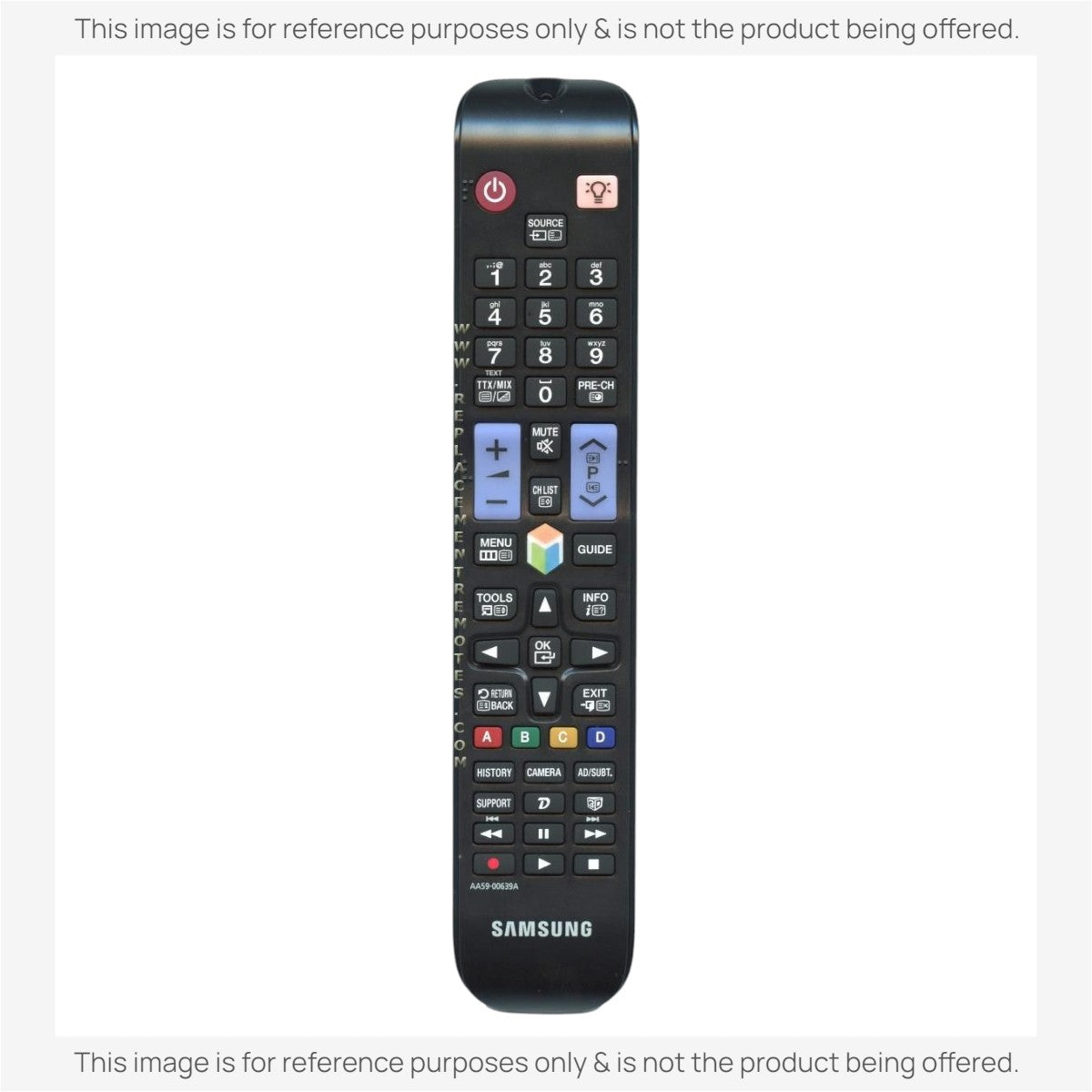 Anderic RR580A replacement remote control for Samsung TVs featuring a black plastic body and standard button layout.