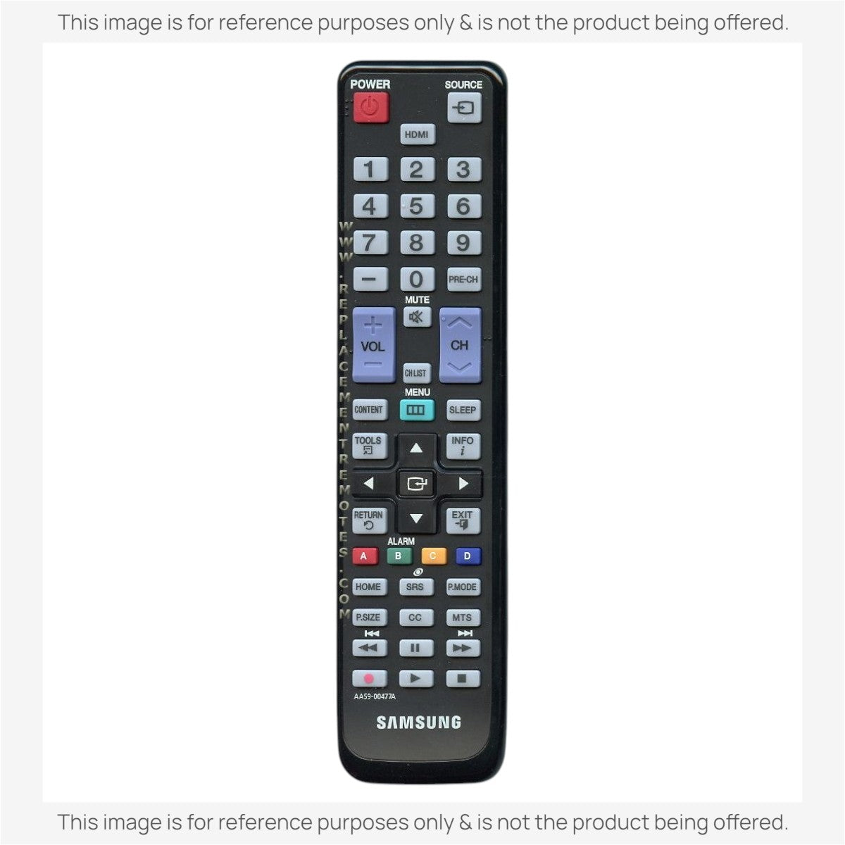 Anderic black replacement remote control for Samsung AA59-00477A HDTV with standard navigation and media buttons