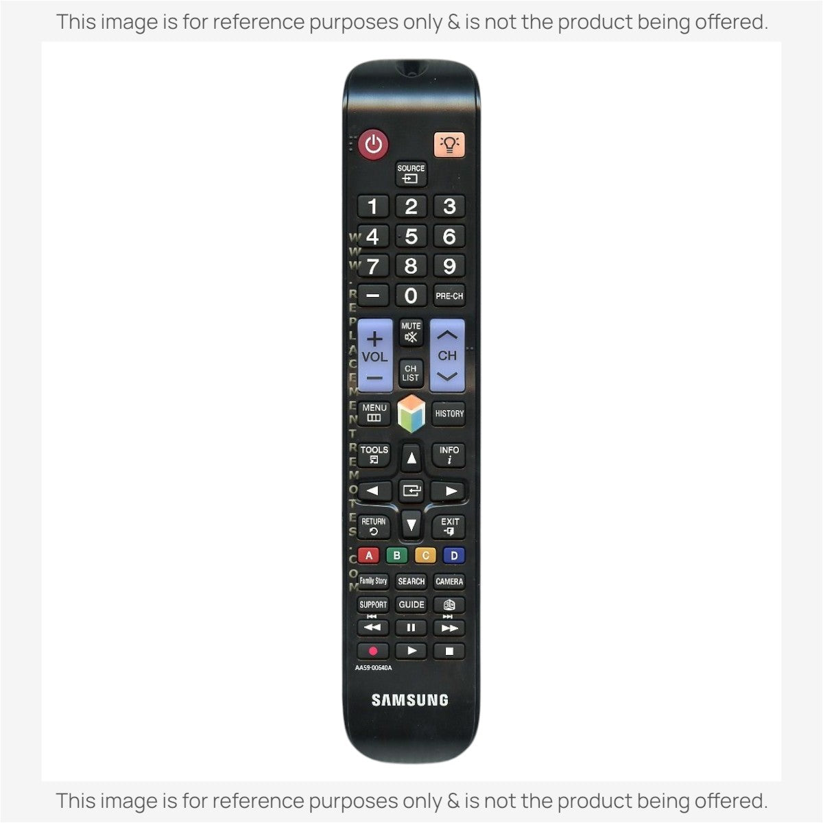 Anderic RR580A replacement remote control for Samsung TVs with black casing and standard button layout