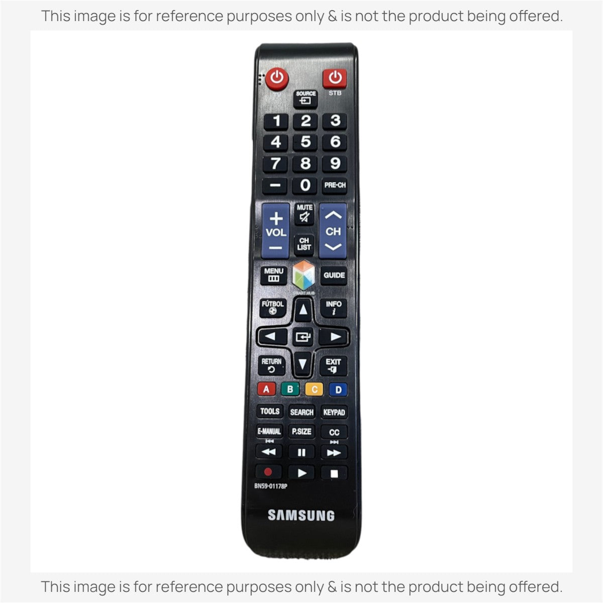 Anderic replacement black TV remote control for Samsung BN59-01178P with standard numeric and function buttons.