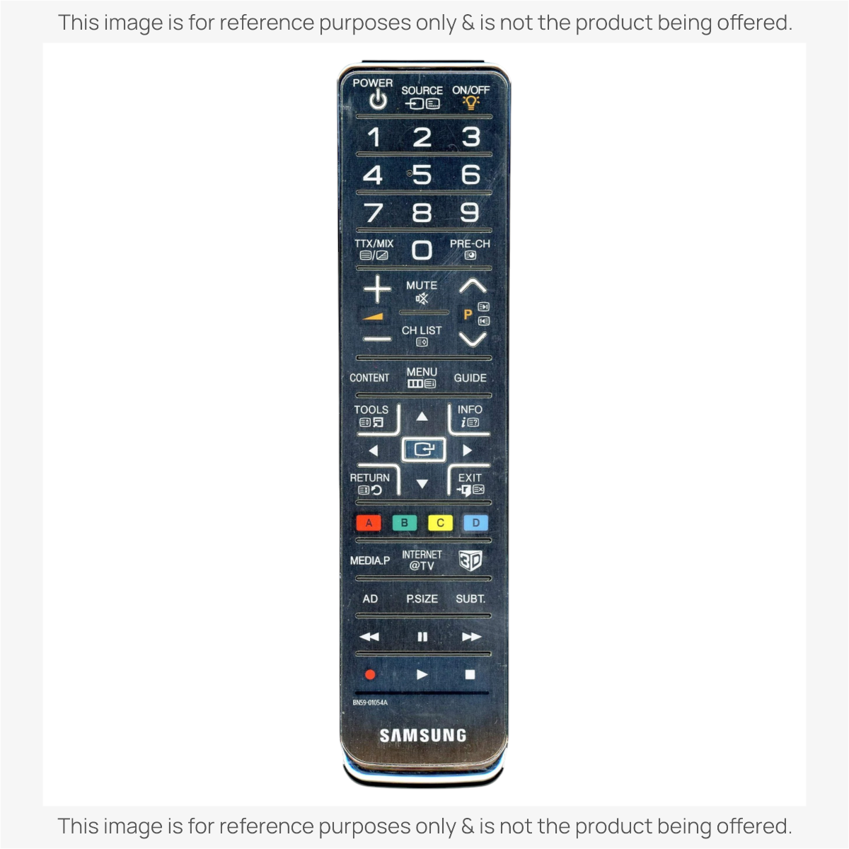 Anderic replacement remote control for Samsung TVs with standard black button layout and no 3D button functionality.