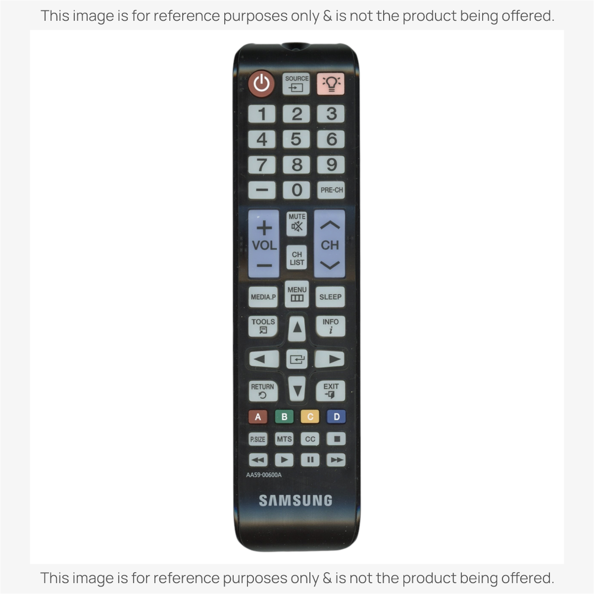 Anderic black infrared remote control for Samsung Smart TVs with number pad and dedicated streaming shortcut buttons.