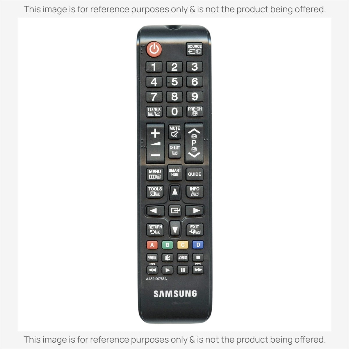Anderic black replacement remote control for Samsung Smart TVs with dedicated Smart Hub and menu navigation buttons.