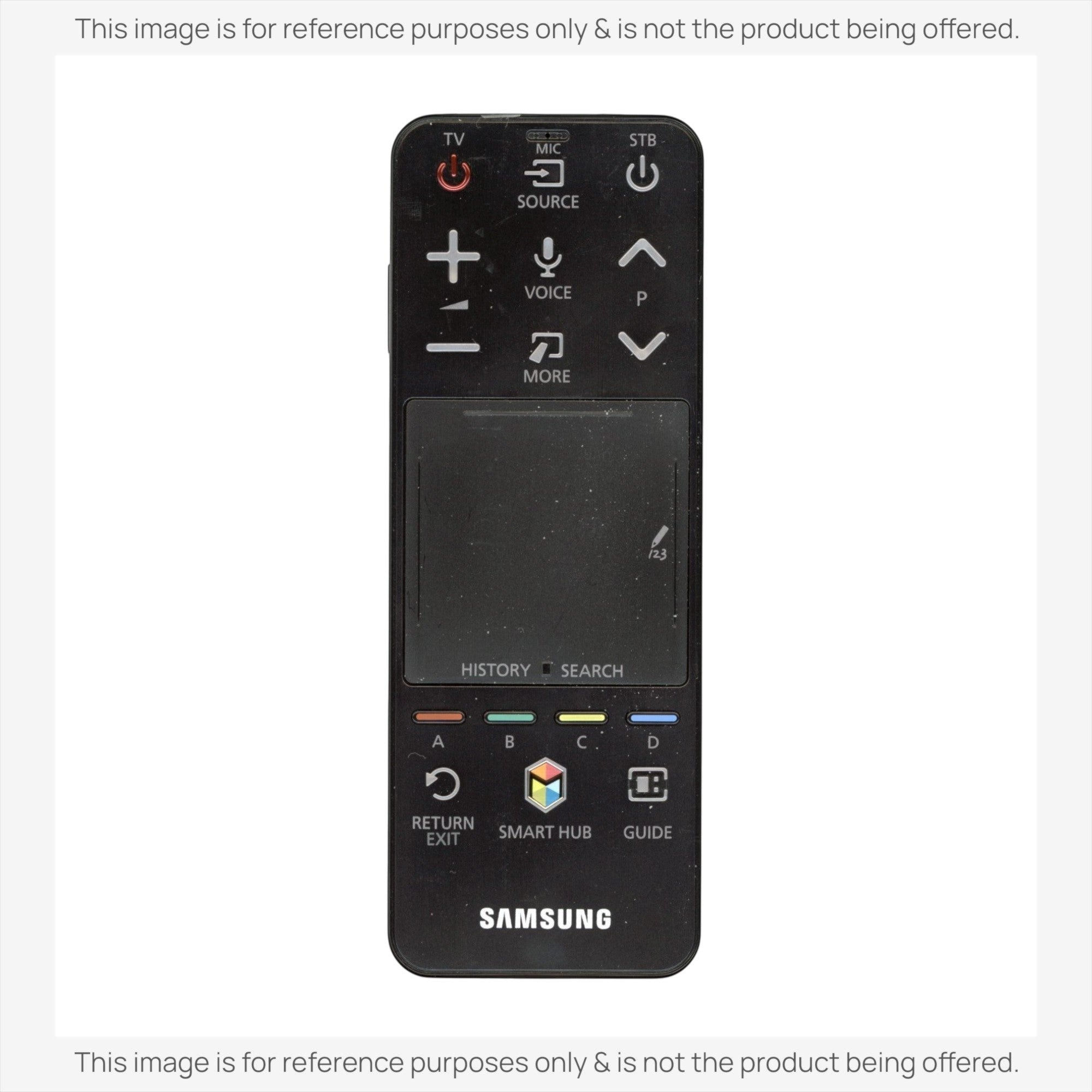 Anderic replacement black smart TV remote for Samsung with integrated touchpad and dedicated Smart Hub buttons.