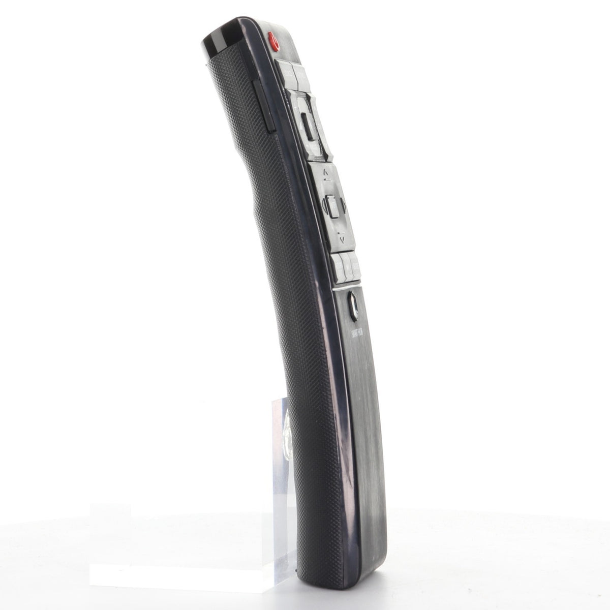 Anderic RR1220E black RF smart TV remote control for Samsung, side view showing ergonomic curved design