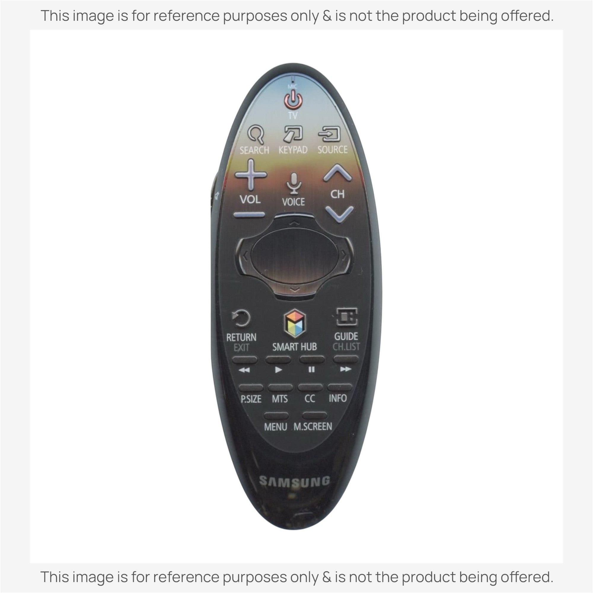 Anderic replacement remote for Samsung Smart TV with pointer-style navigation, Smart Hub, and ergonomic black design.