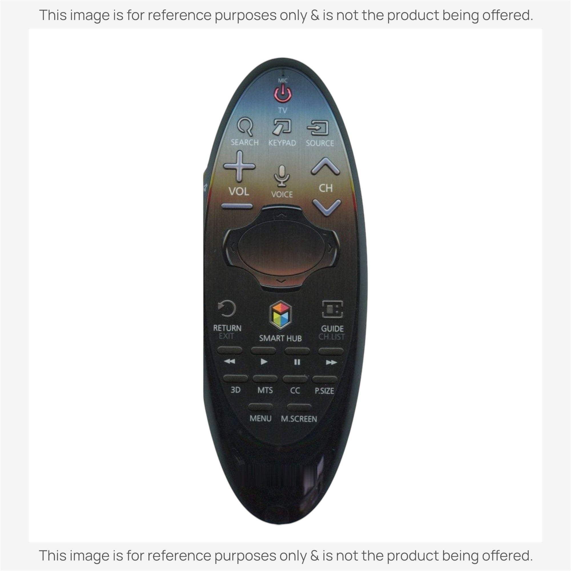 Anderic replacement remote for Samsung Smart TVs with cursor navigation, Smart Hub button, and ergonomic black design.