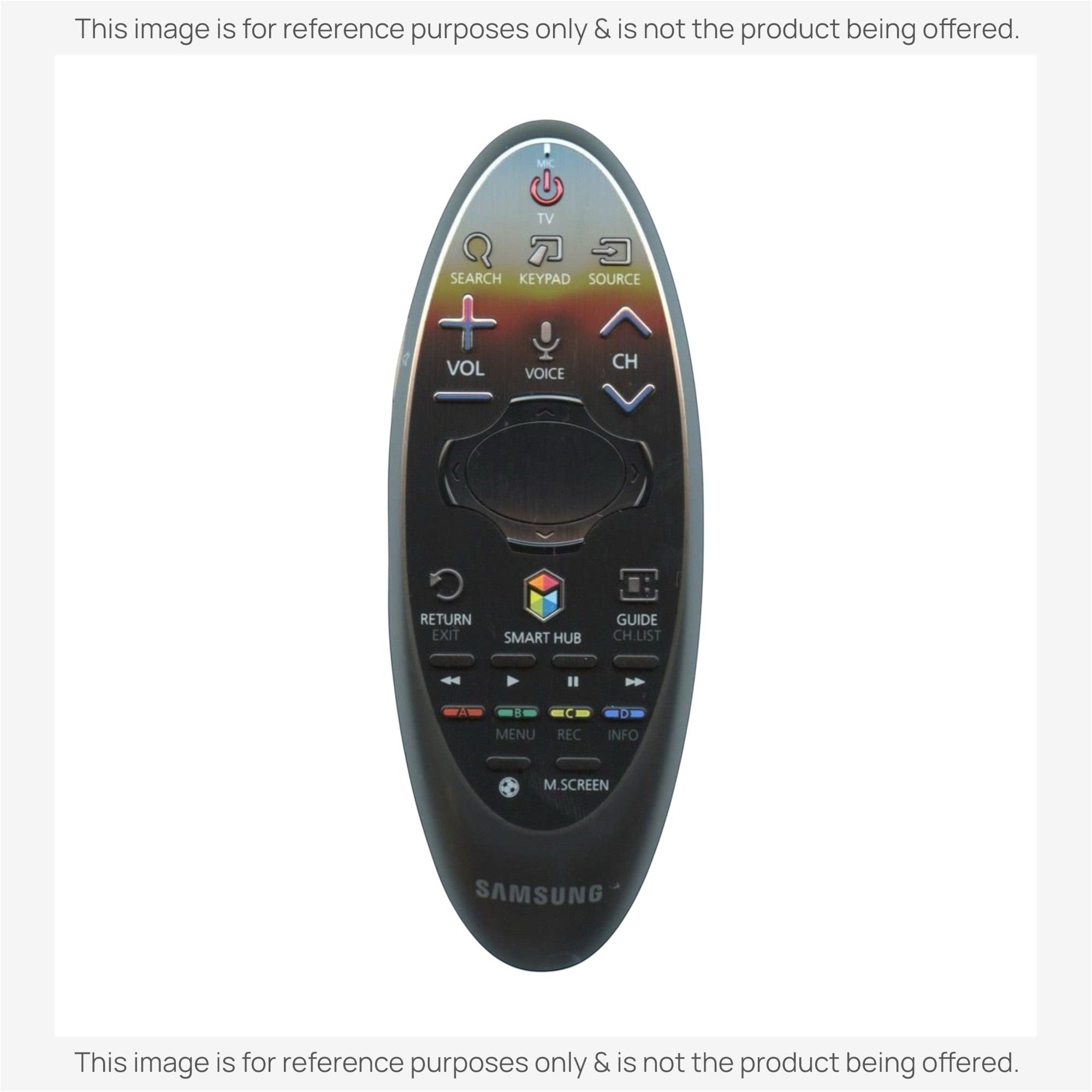 Anderic replacement remote for Samsung Smart TV featuring a black oval design with cursor and Smart Hub buttons.