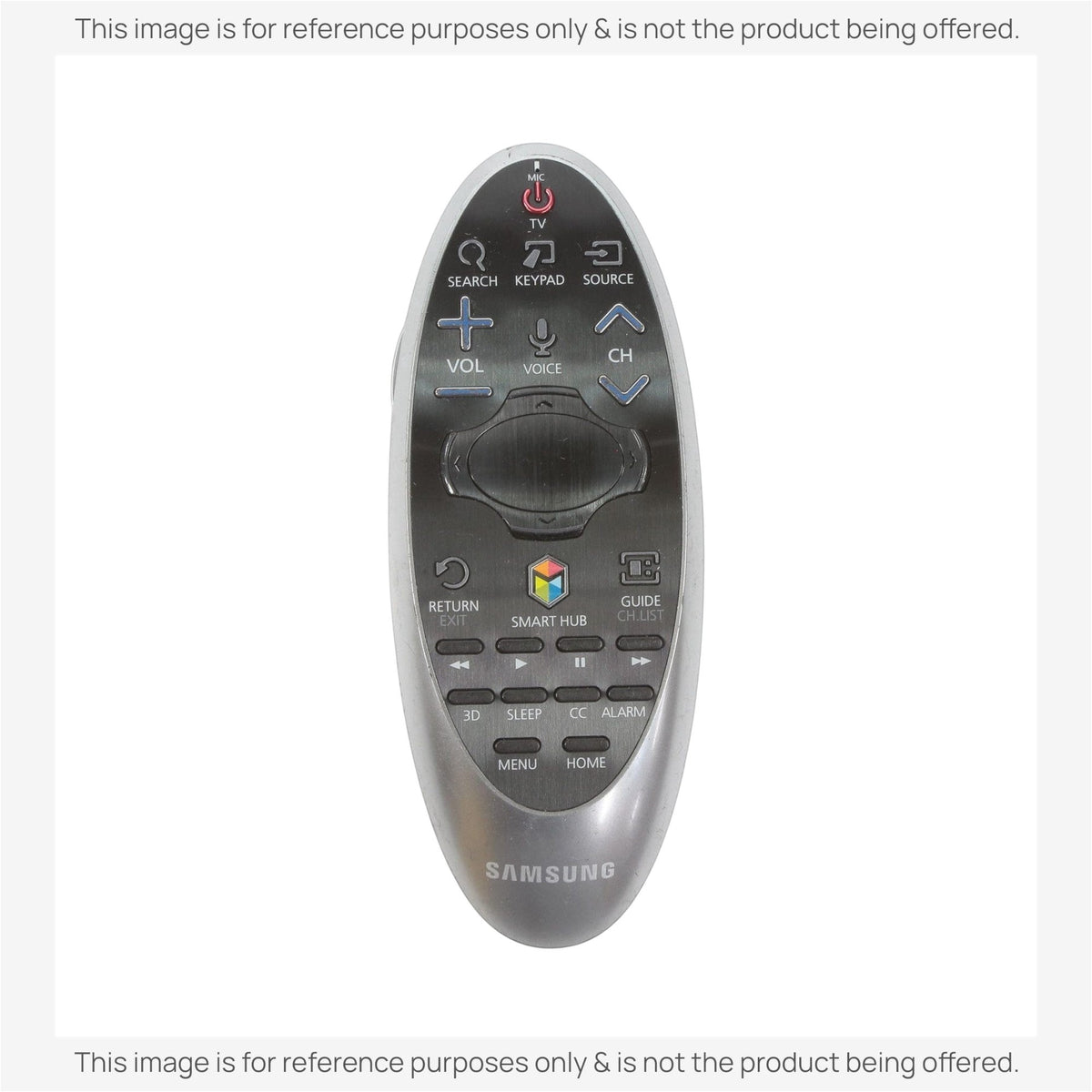 Anderic replacement remote for Samsung Smart TV featuring a silver ergonomic body and pointer navigation controls.