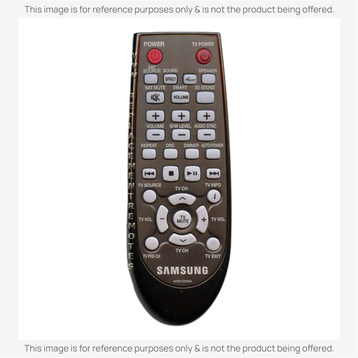 Anderic substitute remote control for Samsung sound bar AH59-02434A with black casing and grey buttons