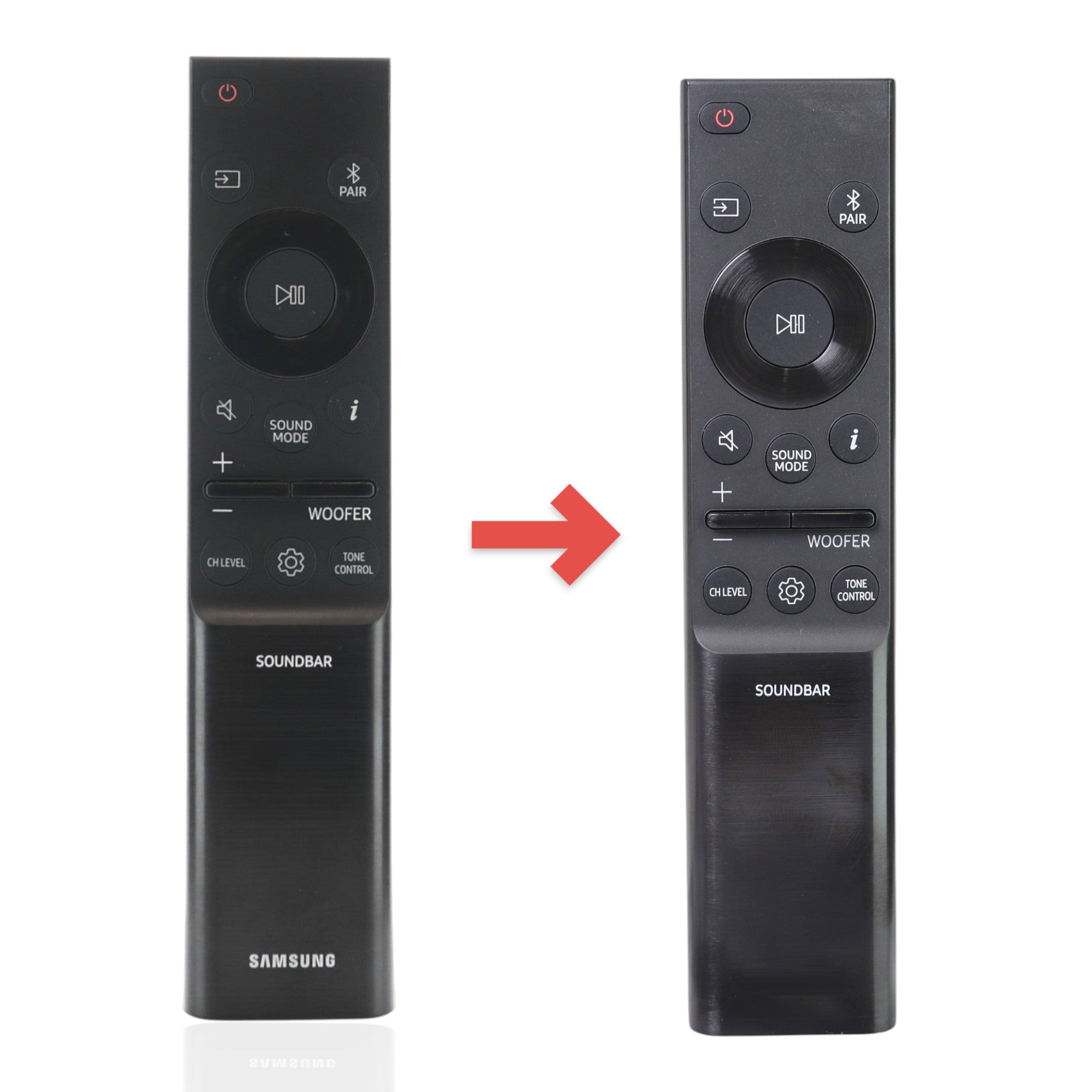 Anderic replacement remote control for Samsung HW series soundbars with black finish and intuitive button layout