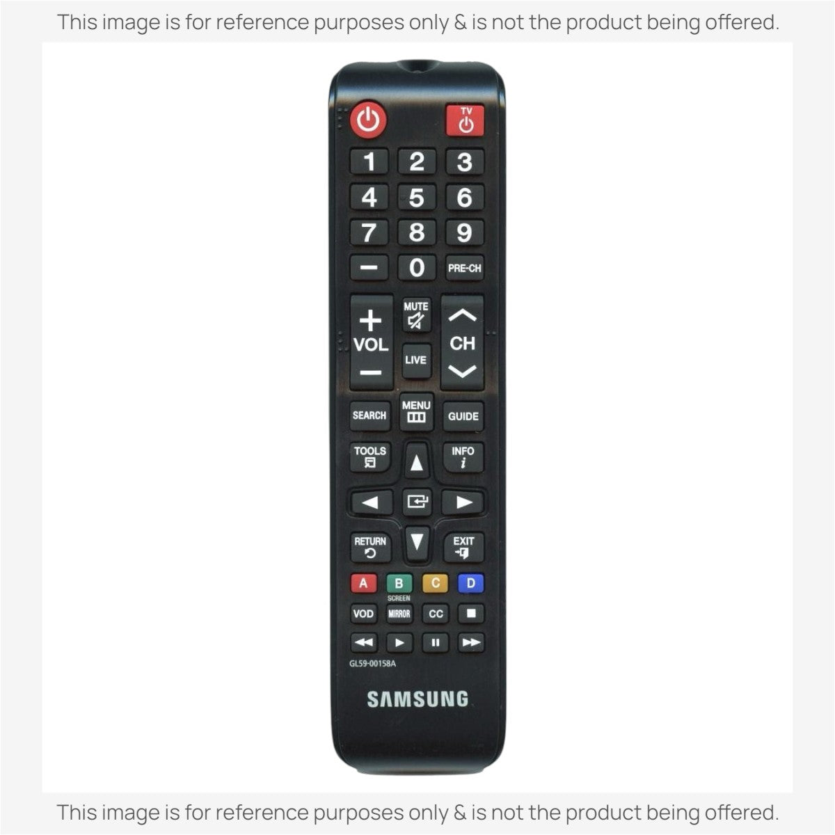 Anderic black streaming remote control for Samsung devices featuring dedicated service buttons and ergonomic layout.