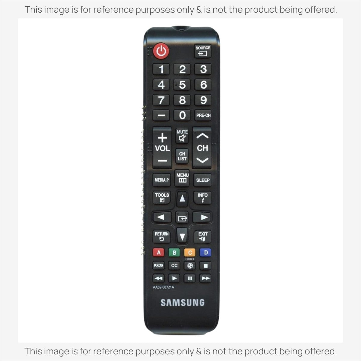 Anderic substitute black TV remote control for Samsung AA59-00721A with standard navigation and media buttons